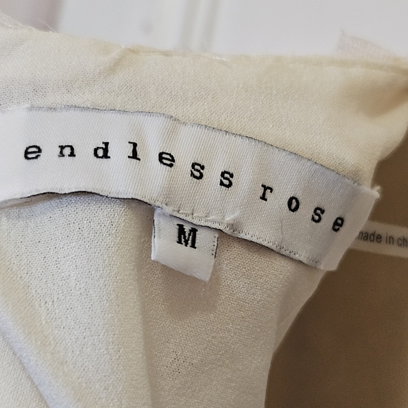 Endless Rose Cream Abstract Textured Mesh Puff Sleeve Mini Dress,Medium - Picture 16 of 16